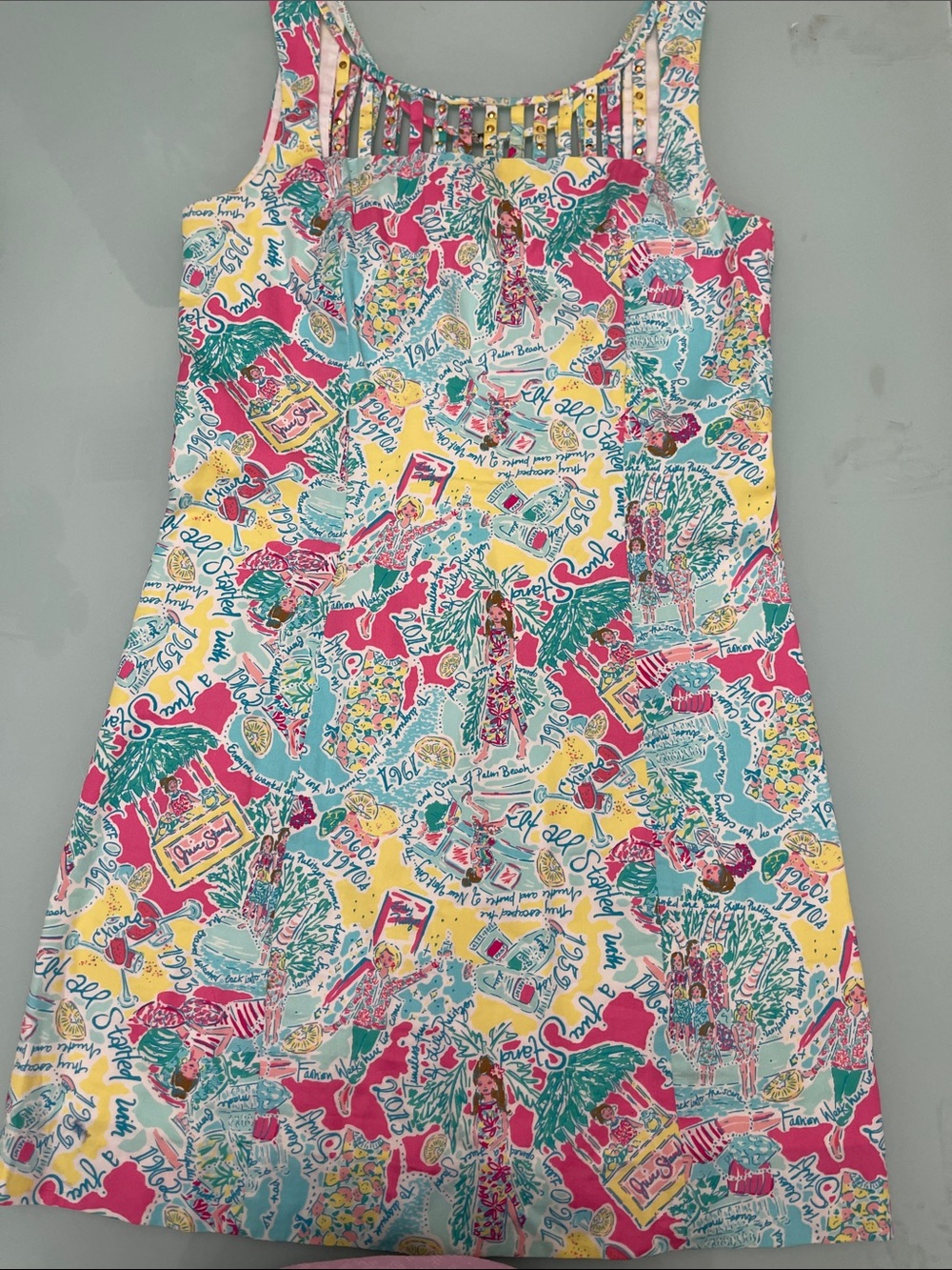 Lilly Pulitzer Pink, Teal & Yellow Tropical Cutout Dress